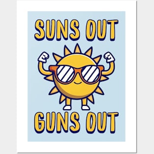 Suns Out Guns Out! Funny Sun Cartoon Posters and Art